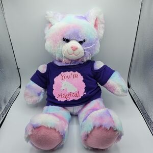 Build A Bear Plush Pastel Swirl Tie Dye Kitty Cat Pink Purple 16" with shirt